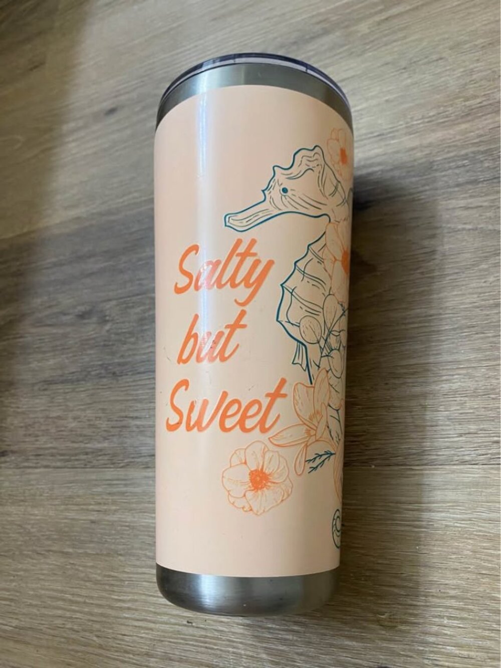 Salty but Sweet 20 oz Insulated Skinny Stainless Steel Tumbler – Peach Seahorse